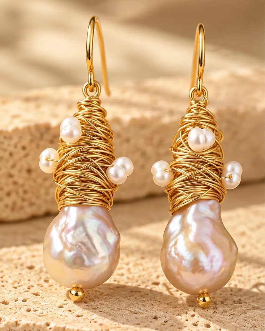 Aurelia Pearl Drops photographed on a travertine block in warm daylight